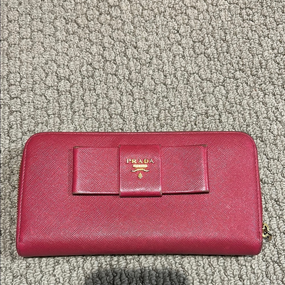 Prada Fuchsia Genuine Leather Long Wallet